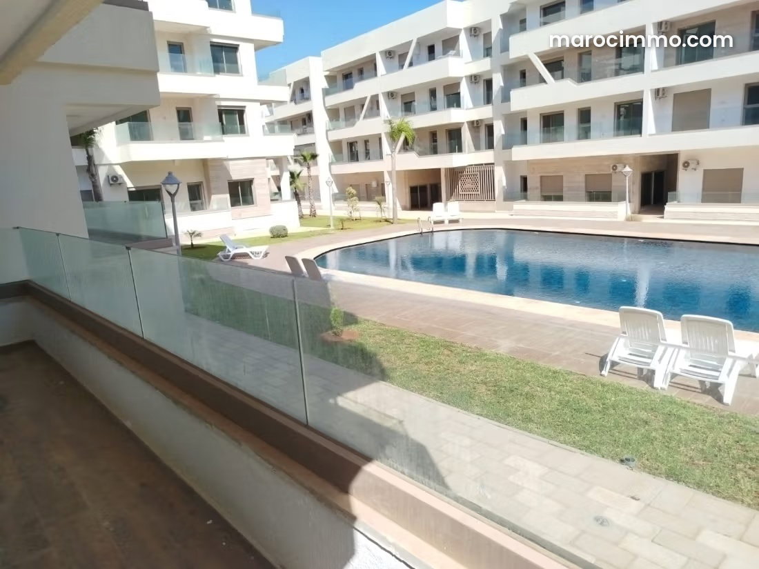 Apartment for Rent in Bouznika, Oued Cherrat Beach, Pool View — Bouznika
