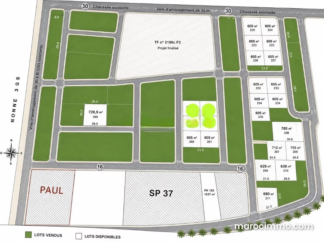 Terrain vue mer 605 m² à vendre à Dar Bouazza — Dar Bouazza