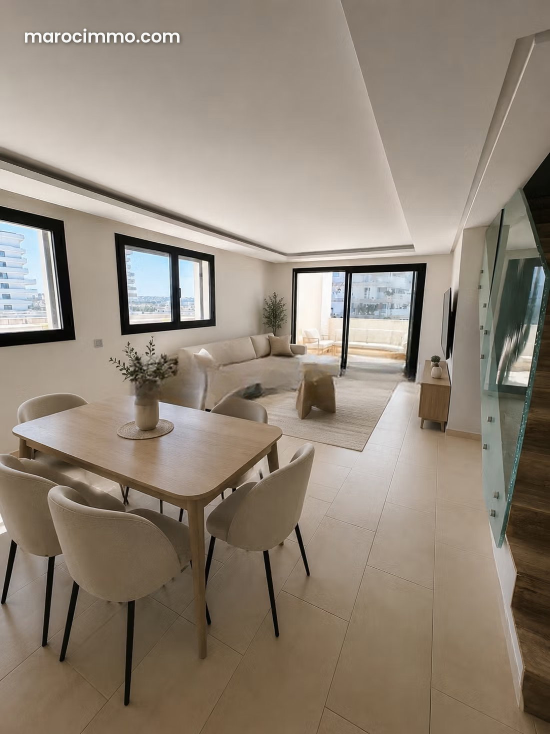 شقة مشمسة بتراس في قلب كازابلانكا فايننس سيتي — الدار البيضاء